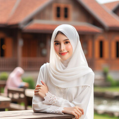 beautiful Asian Muslim girl wearing hijab