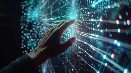 Aufkleber - Global network and data exchange, Metaverse, AI. Transformation of Big Data on Digital Networks.