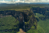 View of the Angel Falls (Salto Angel) is worlds highest waterfalls (978 m) on a sunny day - Venezuela, Latin America