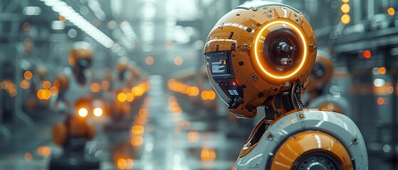 Poster - Industry-based robot arms for digital factory production technology using Industry 4.0 or 4th Industrial Revolution automation and Internet of Things software.