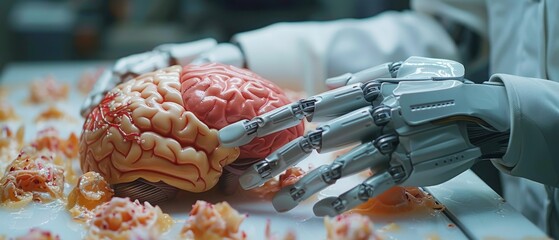Poster - In the future, doctors will use robotics and innovative medical technology to diagnose and examine their patients' brains with the assistance of intelligent software. AI, innovation in medical