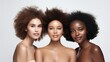 © Zaleman - An African American skincare model with perfect skin and curly hair. Beauty spa treatment concept. Web banner with copy space