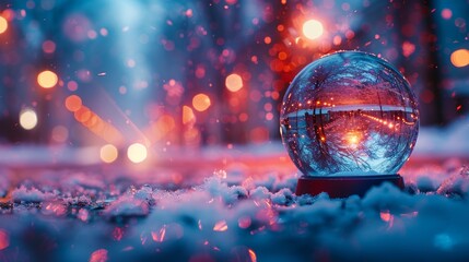 Sticker - The snowglobe in Eve Night - Wish Concept - Abstract Defocused Background