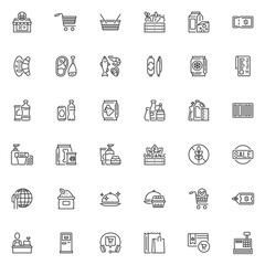 Wall Mural - Supermarket department line icons set