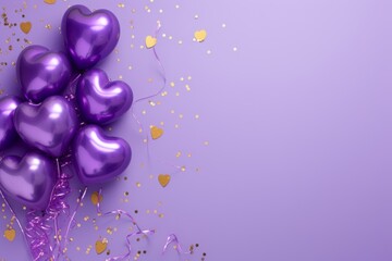 Balloons with confetti. Background template design with helium balloons for Party for Birthday and anniversary celebration, carnival. weddings and valentine's day and international women's day