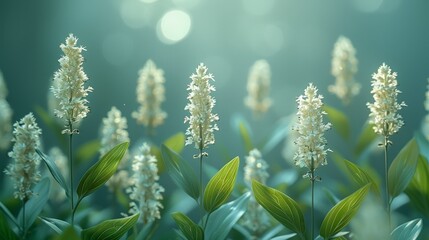 Poster - Detailed 3D rendering of a green ribbed plantain and a beautiful floral background