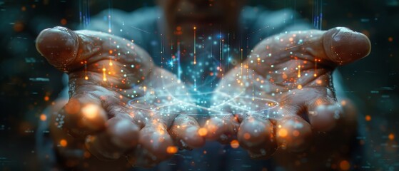 Fototapete - Stock market, business growth, progress or success concept. Businessman or trader displaying a growing virtual hologram stock. Mutual fund returns.