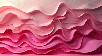 Three dimensional render of pink wavy pattern. Pink waves abstract background texture. Print, painting, design, fashion. Line concept. Design concept.
