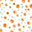 This seamless background features a watercolor desert floral pattern in refreshing orangeade hues, ideal for creative projects and decor.