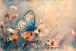 background pattern of butterfly and blosson with copy space