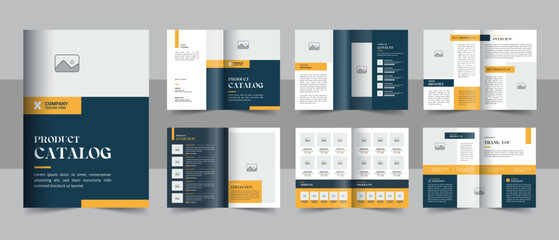 Wall Mural - company business product catalog brochure design layout vector, 12 page catalogue portfolio with pro