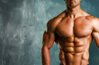 muscular and athletic male torso with defined abs. Copy space for text or messages