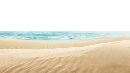 Wall Mural - Serene beach view showcasing golden sandy shoreline and calm blue ocean, cut out