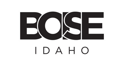 Boise, Idaho, USA typography slogan design. America logo with graphic city lettering for print and web.