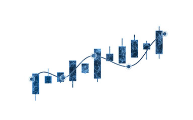 Wall Mural - Bar graph with growth trend, 3d rendering.