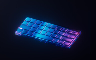 Canvas Print - Keyboard with dark neon light effect, 3d rendering.