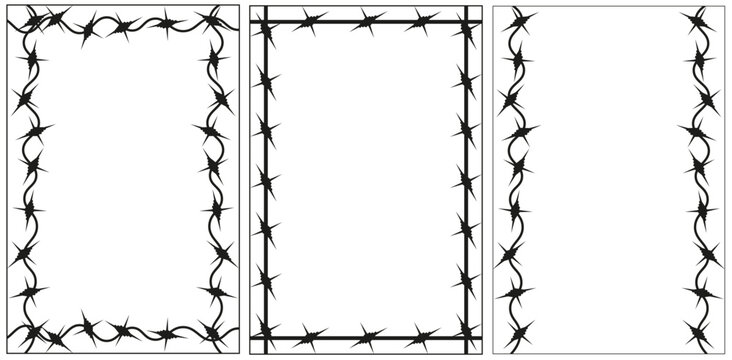 barber wire frame collection. razor wire frame set isolated white background. template card postcar 