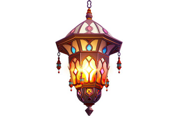 unique islamic cartoon ornament lantern isolated on white background. ramadan kareem holiday celebration concept