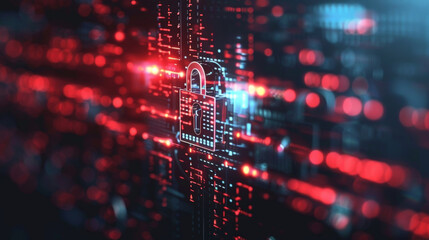 Cybersecurity concept in a minimalist style clean lines