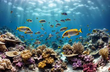 coral reef with fish under the sea