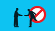 © IKON Images - Man emerging from prohibition sign to shake hands