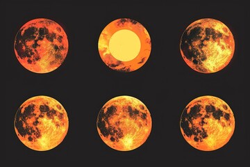 Canvas Print - Illustration of the phases of a full moon. Suitable for educational materials