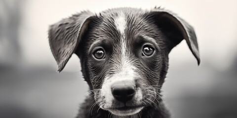 Wall Mural - Adorable black and white puppy, perfect for pet lovers