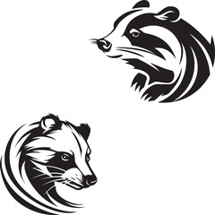 Wall Mural - Badger Logo black silhouettes on white background