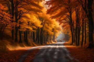 Wall Mural - autumn forest in the morning