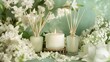 Enchanting clusters of jasmine and gardenias arranged in a delicate Baroque pattern, emanating a sweet and intoxicating fragrance.