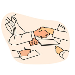 Wall Mural - people, business, holding hands, business meeting, office