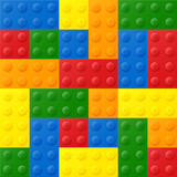 Fototapeta Na ścianę - Seamless pattern of multicolored plastic blocks. Creative vector background