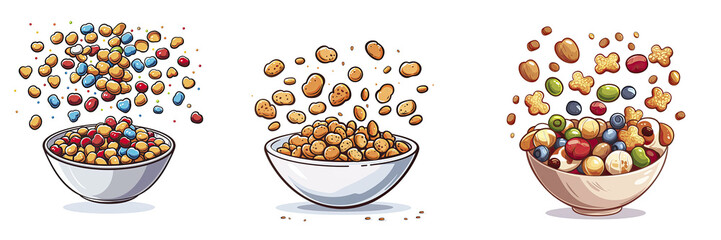 Floating Dog Food Cereal Cartoon, Isolated Transparent Background Images