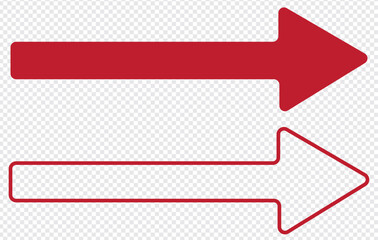 Wall Mural - long horizontal arrow. red straight arrow to the right. vector icon.