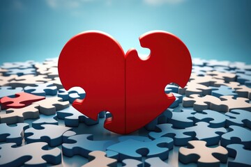 Puzzle pieces forming a heart shape