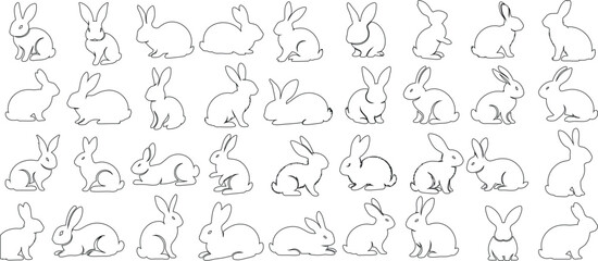 Wall Mural - Bunny Line art collection