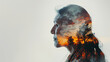 The image of the Maya Indian in profile, double exposure.