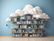 © TONSTOCK - a bookshelf with clouds on the wall