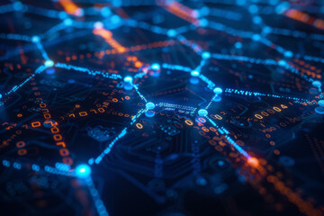 Wall Mural - a computer generated image of a circuit board with numbers and lines