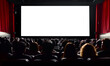 © IBEX.Media - Empty cinema screen with audience, blank cinema screen with copy space for advertisements