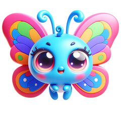 Sticker - Colorful Cartoon Butterfly with Big Adorable Eyes