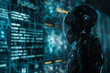 © MagnusCort - A robot with a helmet on looks at a computer screen