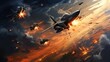© mehaniq41 - fighter jet at a beautiful sunset in the sky. Neural network AI generated art