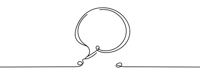 Speech bubble in One line drawing. Dialogue Chat cloud in simple linear style. Editable stroke. Doodle Vector illustration