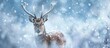 A majestic chamois deer standing alone in a snowy forest, surrounded by snow-covered trees and a winter wonderland. The deers graceful presence contrasts beautifully with the serene white landscape.