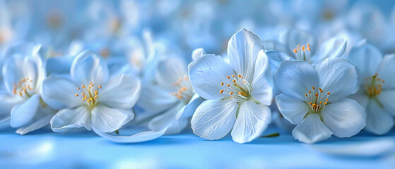  Springtime Blossoms Against Blue Sky, Delicate Cherry Plum Flowers in Bright Light