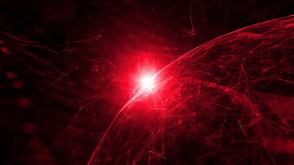 Wall Mural - red coloured 3d sphere cyberspace illustration background.j
