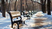 Benches In A City Park Under A Layer Of Snow  16