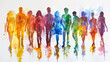 © Imran - Abstract colorful art watercolor painting group of people standing next to each other