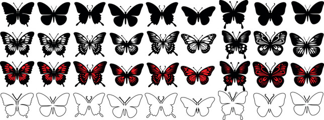 Wall Mural - collection of butterfly silhouette
